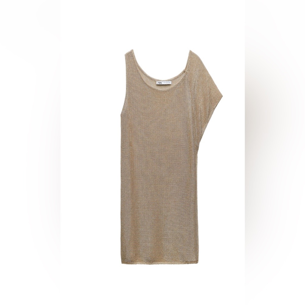 Gold metallic knit dress
